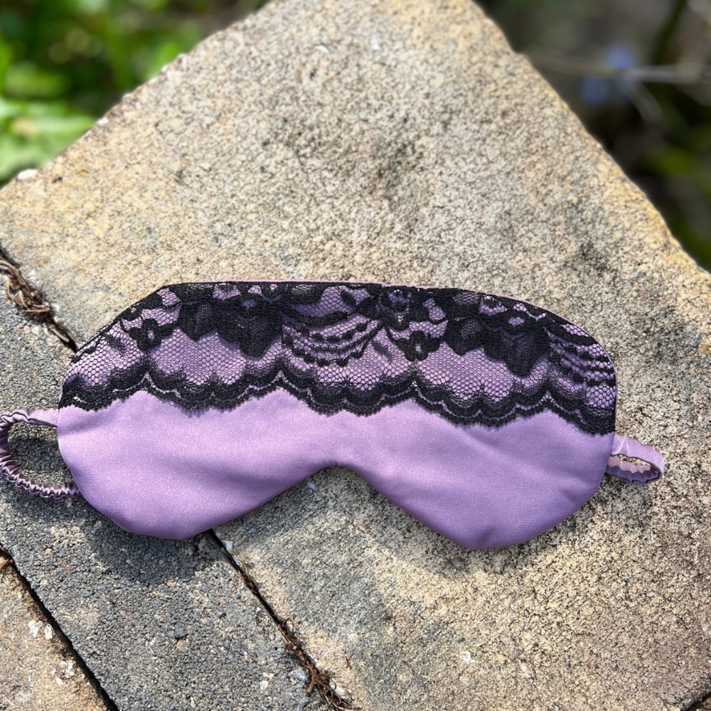 Handmade Sleep satin mask with lace Pink